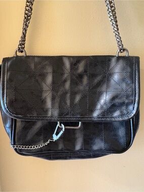 Zara Black faux leather Shoulder Bag with chains